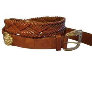 Fossil Braided Brown Leather Belt, Size Large